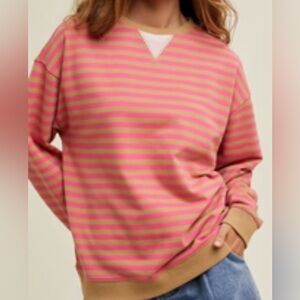 Wishlist Pink and Tan Striped Sweatshirt Size Small